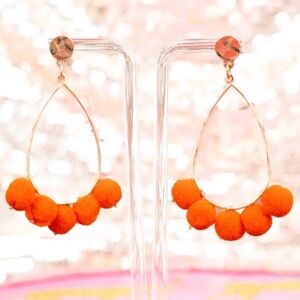 Pom Pom Teardrop Earrings